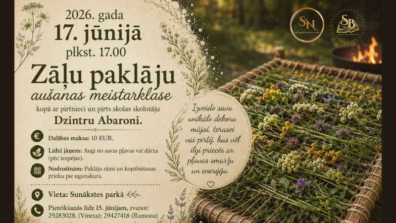 Zāļu paklāju aušanas meistarklase