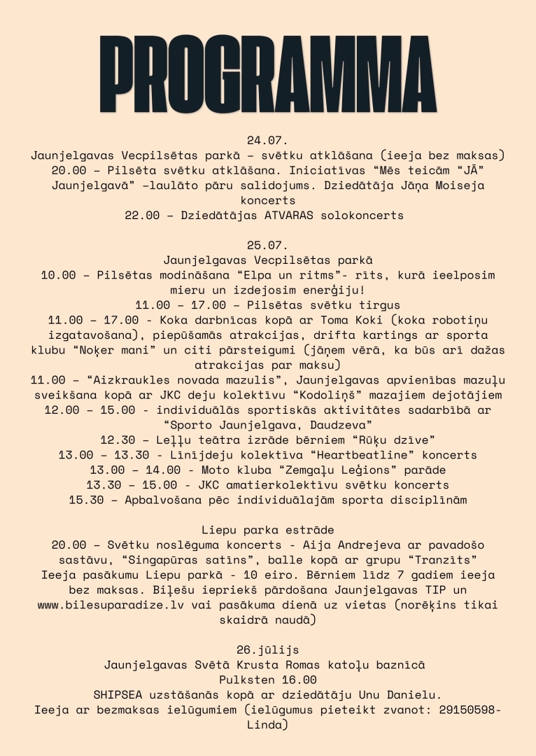 Jaunjelagavs svētku programma