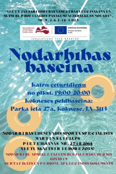 nodarbības baseinā- baneris