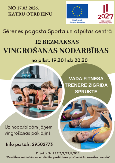 Vingrošanas nodarbību afiša