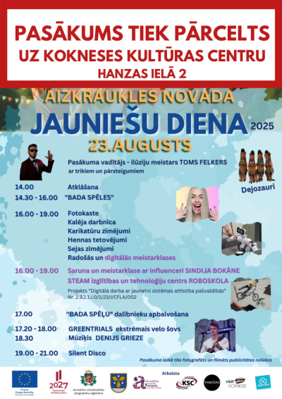 Aizkraukles novada jauniešu dienas pasākuma baneris