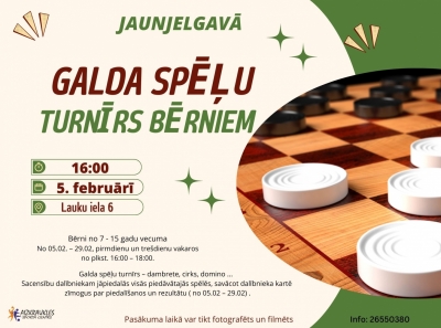 Galda spēļu turnīrs bērniem