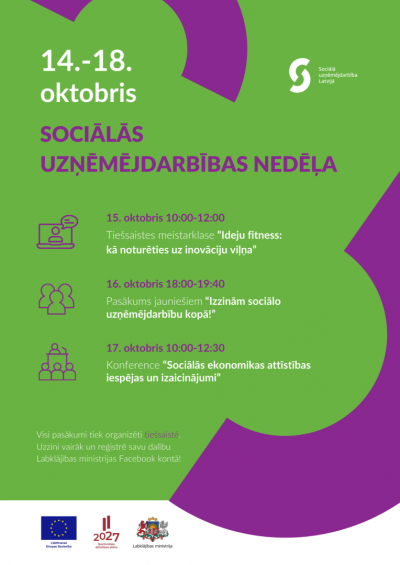 Sociālās uzņēmējdarbības nedēļas plakāts