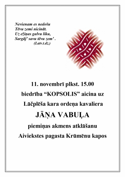piemiņas akmens atklāšana