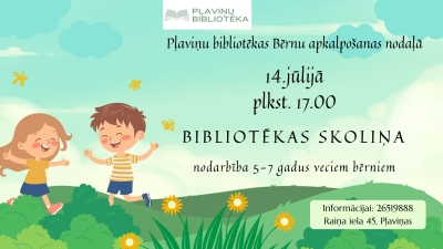 “Bibliotēkas skoliņa”. Lasītprasmi veicinoša nodarbība 5-7 gadus veciem bērniem