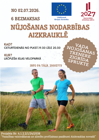 Nūjošanas nodarbību afiša