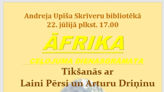 Afiša par tikšanos Skrīveru bibliotēkā