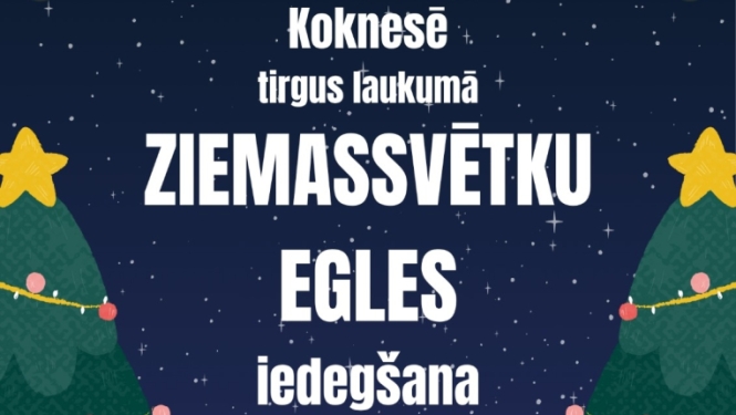 Ziemassvētku egles iedegšana Koknesē kopā ar Rūķi un Ziemassvētku vecīti “Rūķu meža Ziemassvētku eglīte”