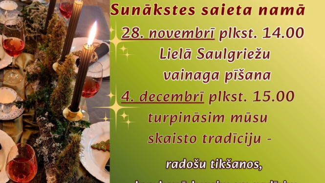 Lielā Saulgriežu vainaga pīšana un radošā tikšanās