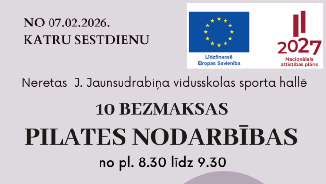 pilates nodarbības afiša