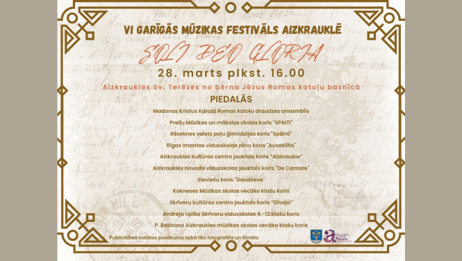 VI Garīgās mūzikas festivāls – SOLI DEO GLORIA