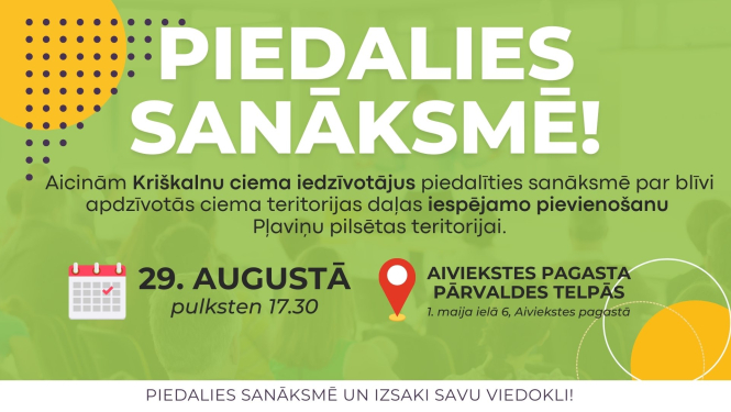 aicinājums piedalīties sanaksmē baneris