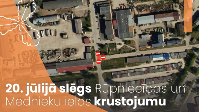 karte, kur atzīmēts slēgtais krustojums