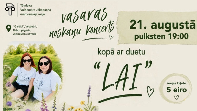 Vasaras noskaņu koncerts ar duetu LAI