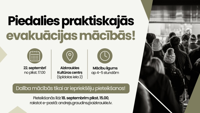 baneris par prakstiskajām evakuācijas mācībām