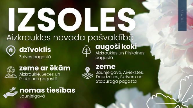 baneris ar informāciju par izsolēm novadā