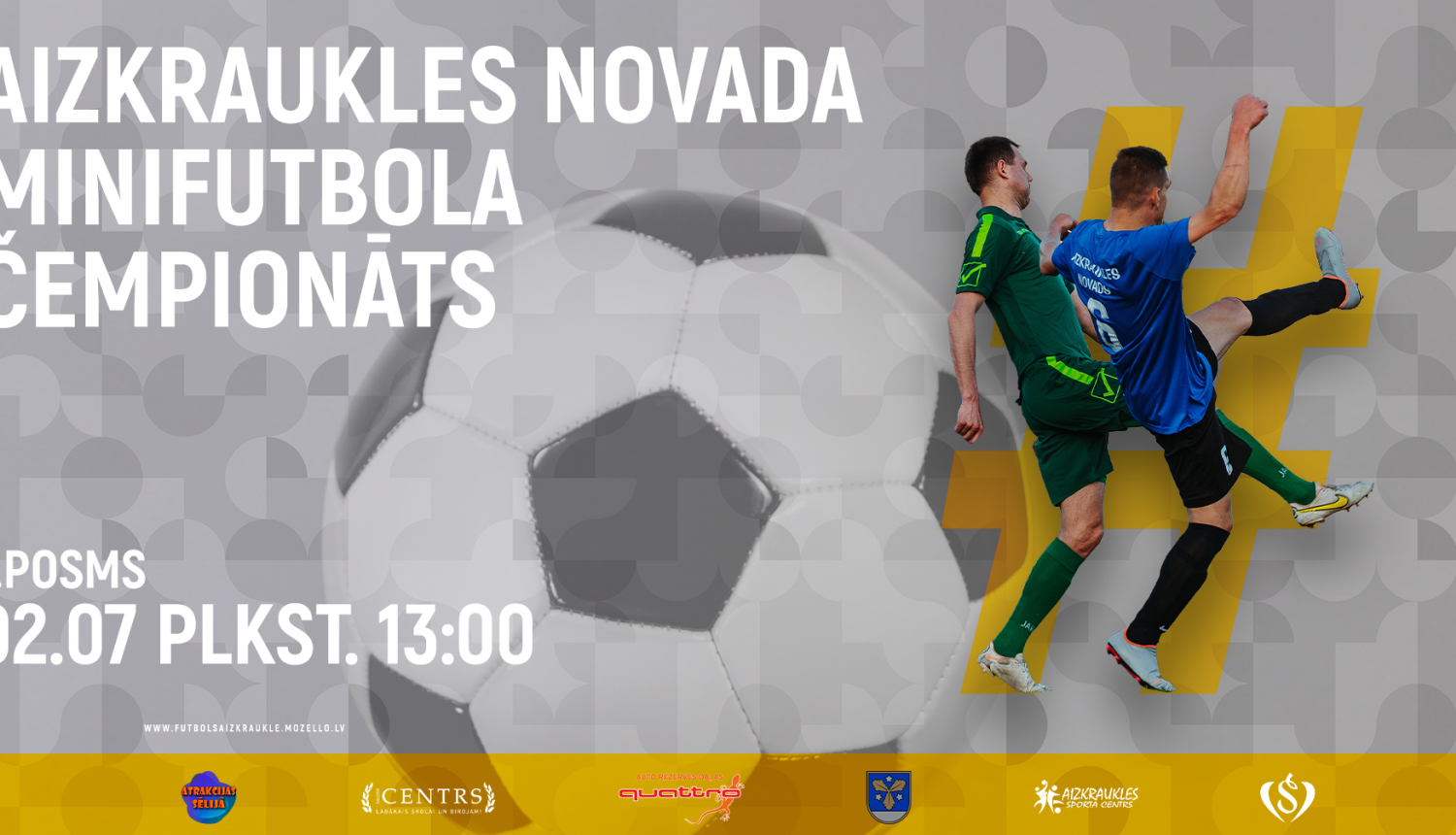 Aizkraukles novada minifutbola čempionāta 1.posms! 2.jūlijā no plkst. 13:00 Aizkraukles stadionā.