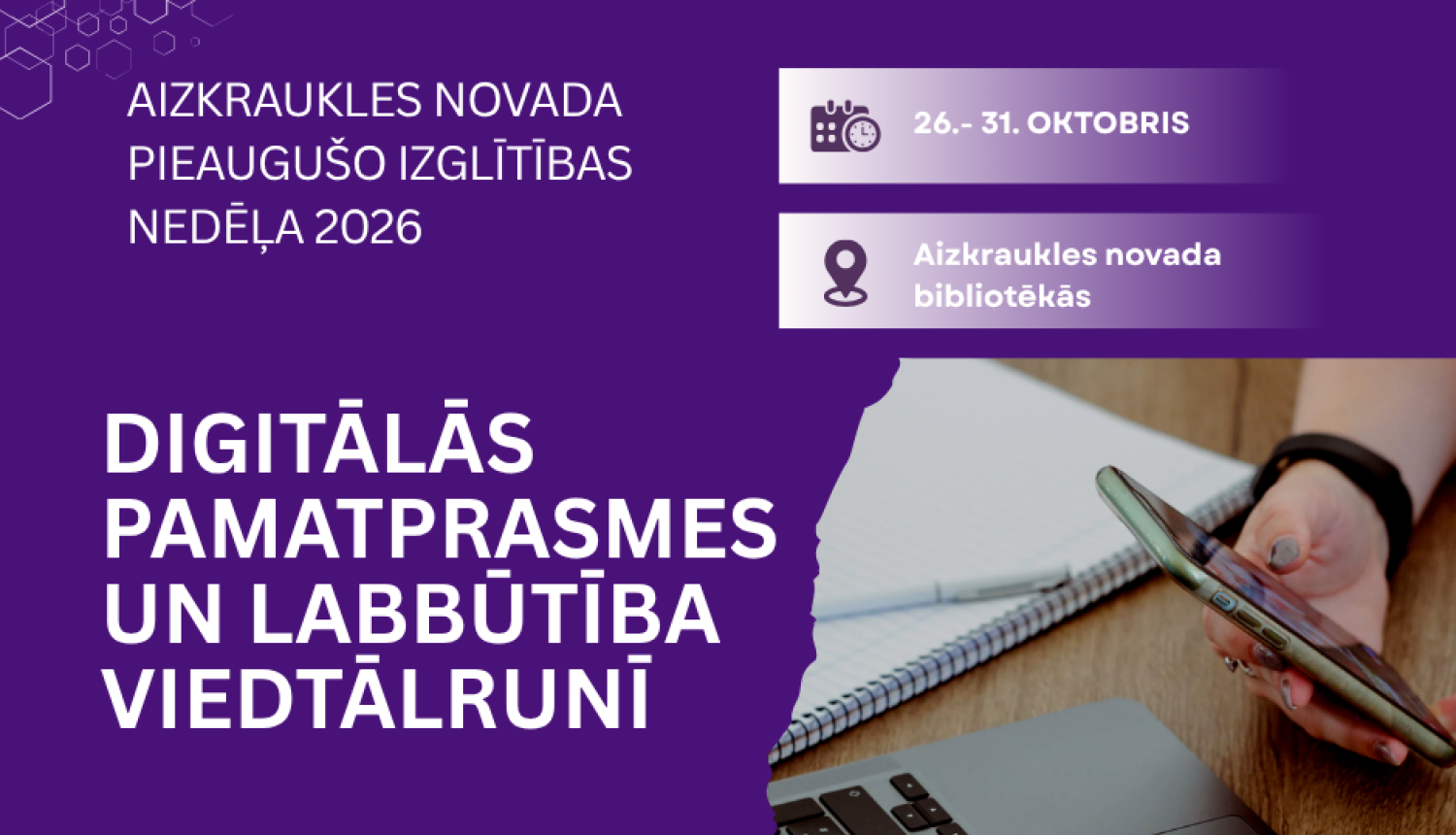 afiša par pieaugušo izglītības nedēļas pasākumiem