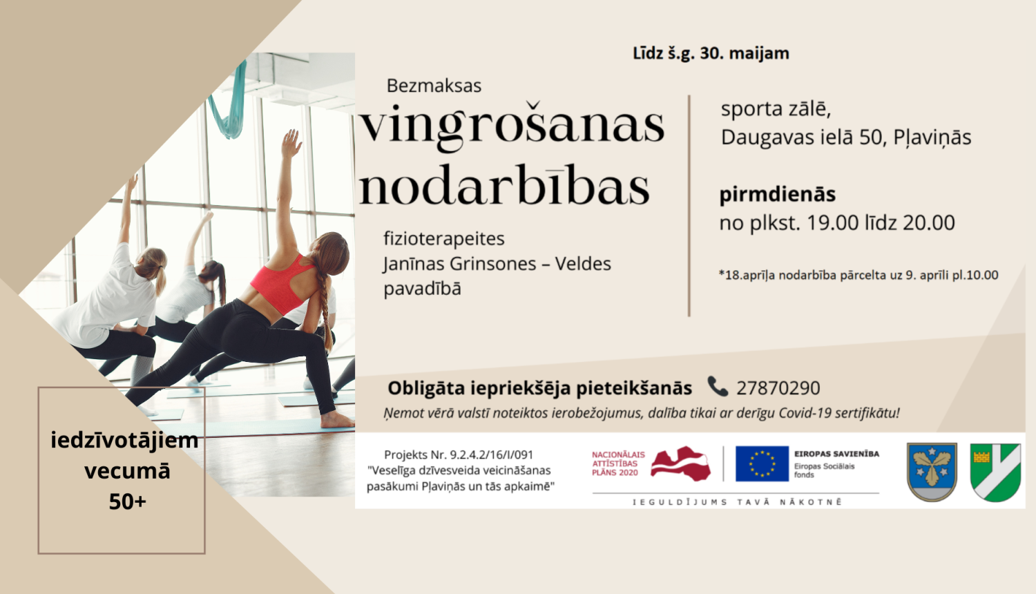 Aicina apmeklēt vingrošanas nodarbības Pļaviņās