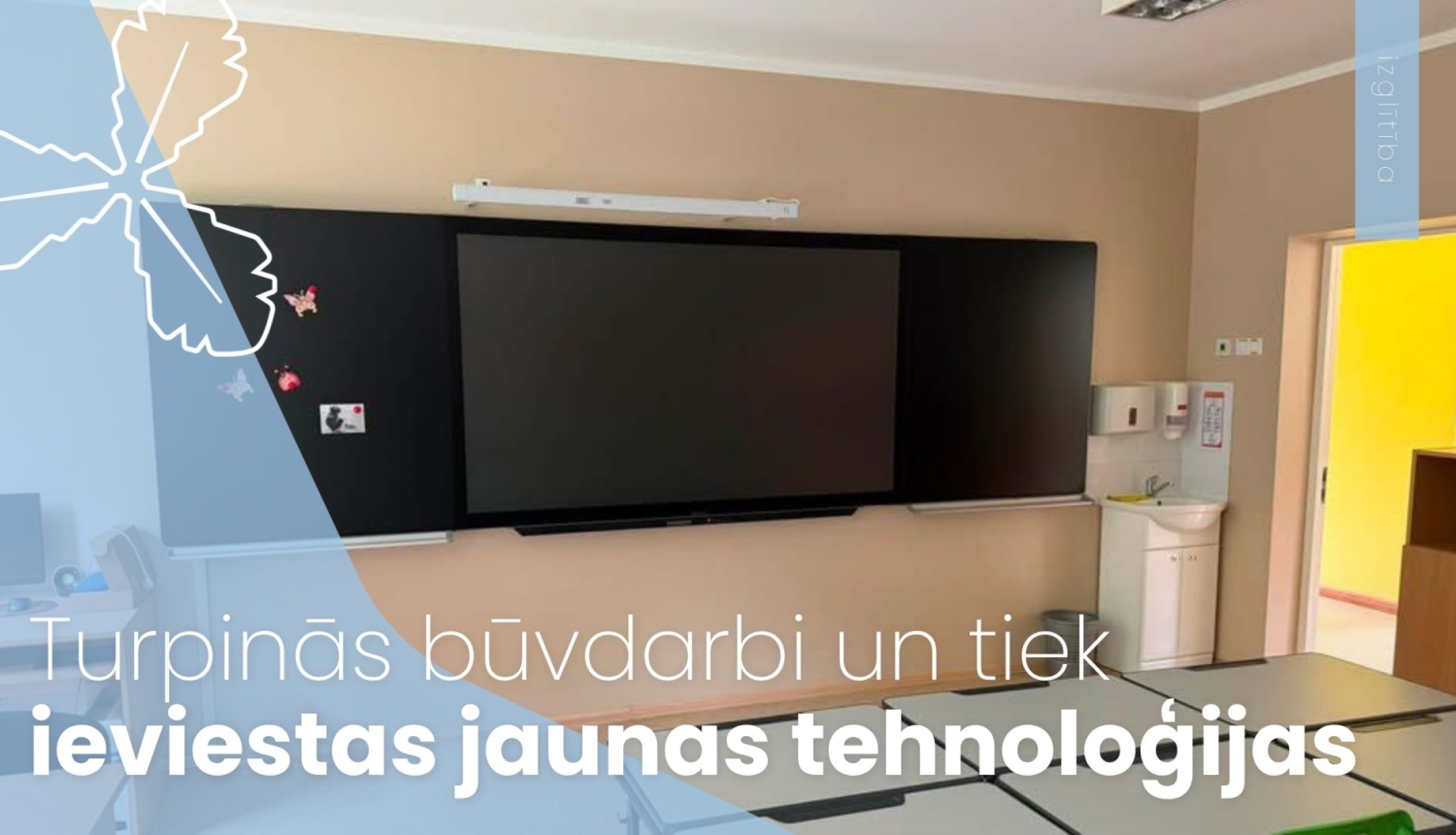 interaktīva tāfele pie sienas