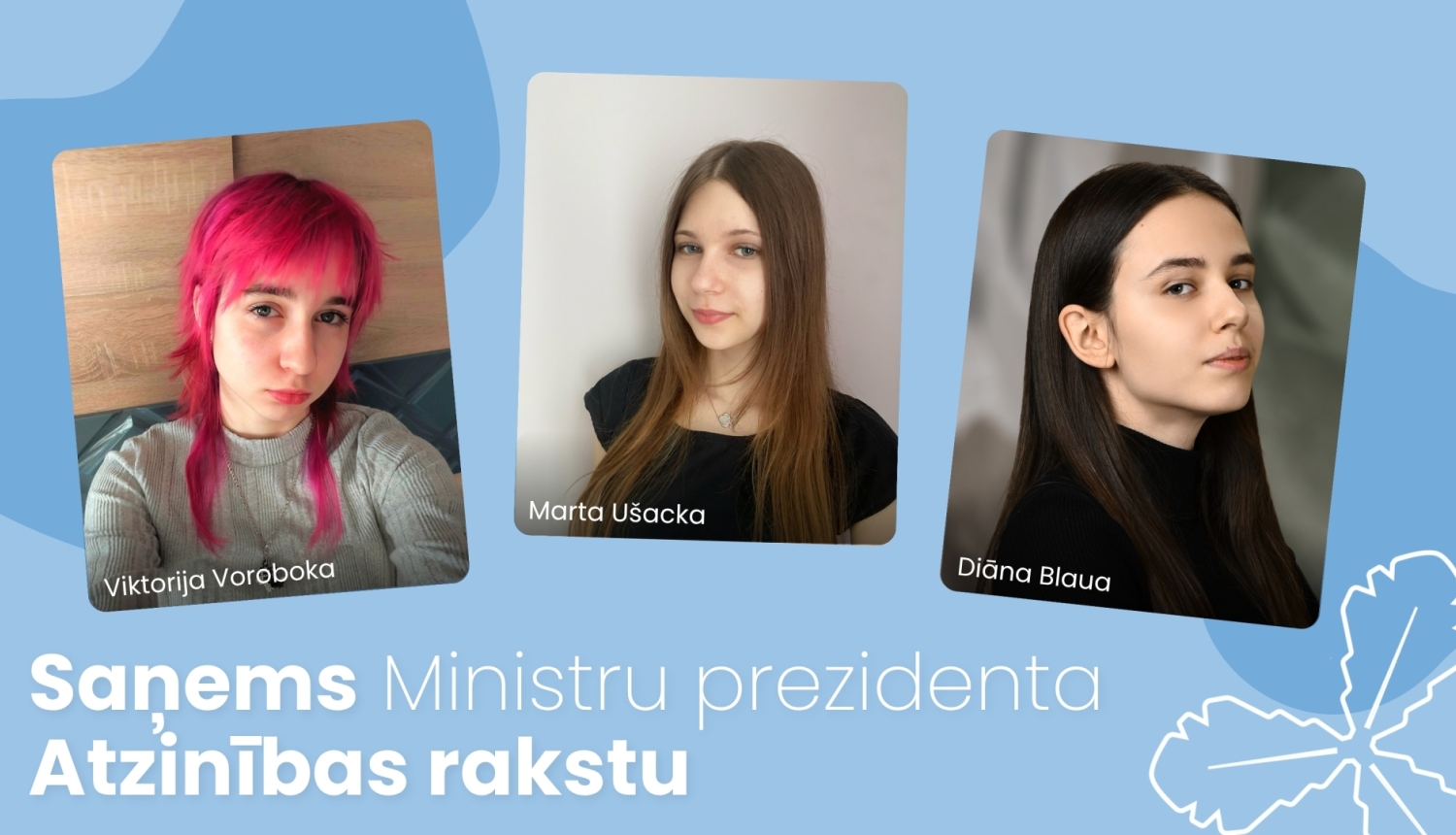skolnieču attēli, kuras saņems atzinības rakstu