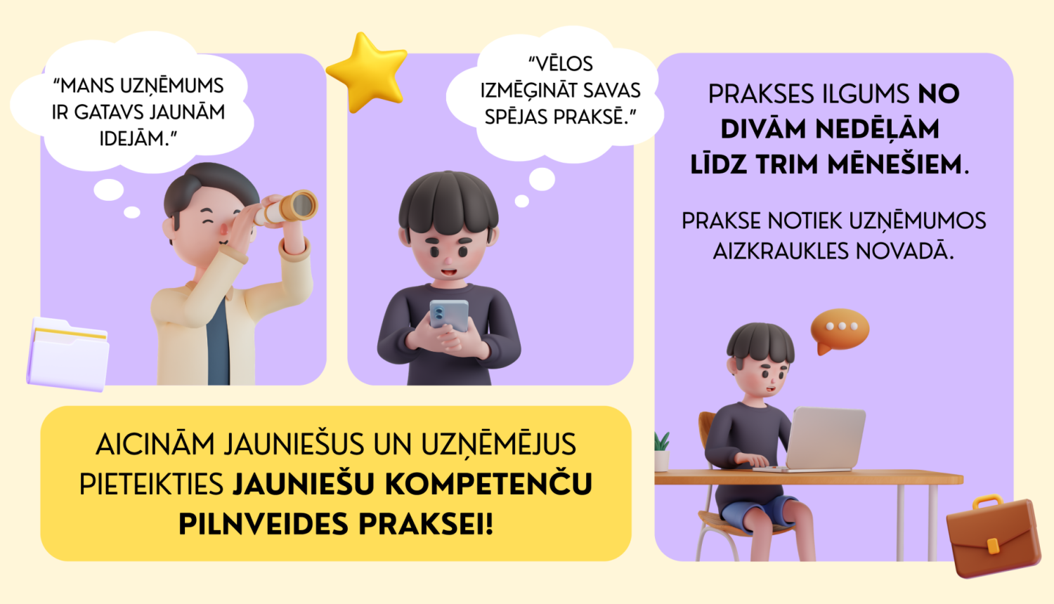vizuālis par pieteikšanos jauniešu kompetenču pilnveides praksei