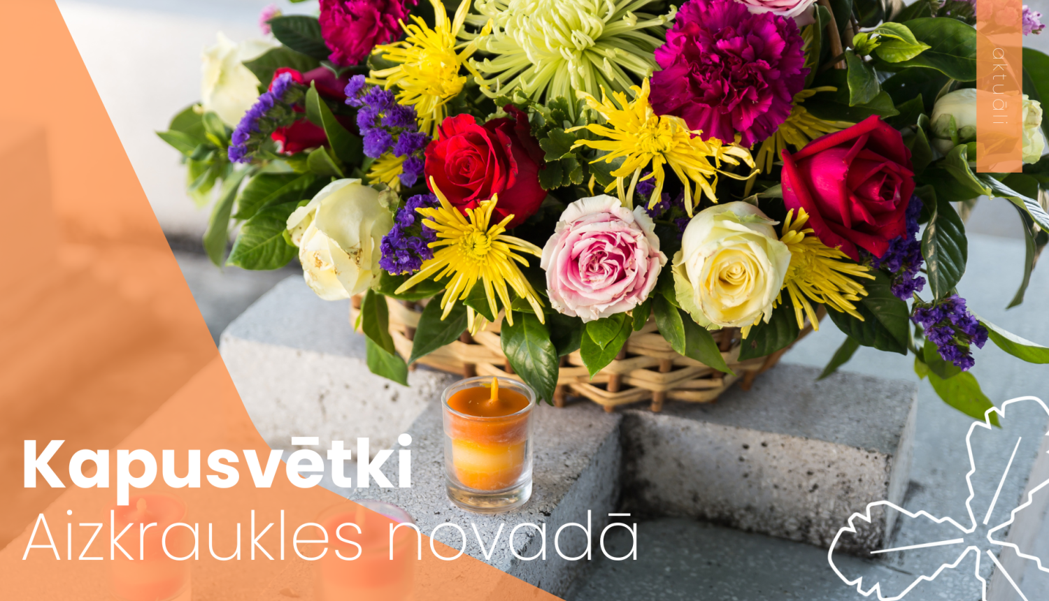 puķu pušķis, blakus svecīte