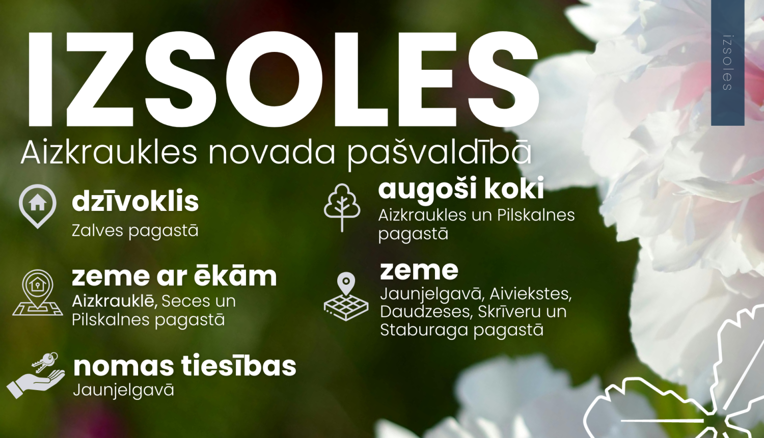 baneris ar informāciju par izsolēm novadā
