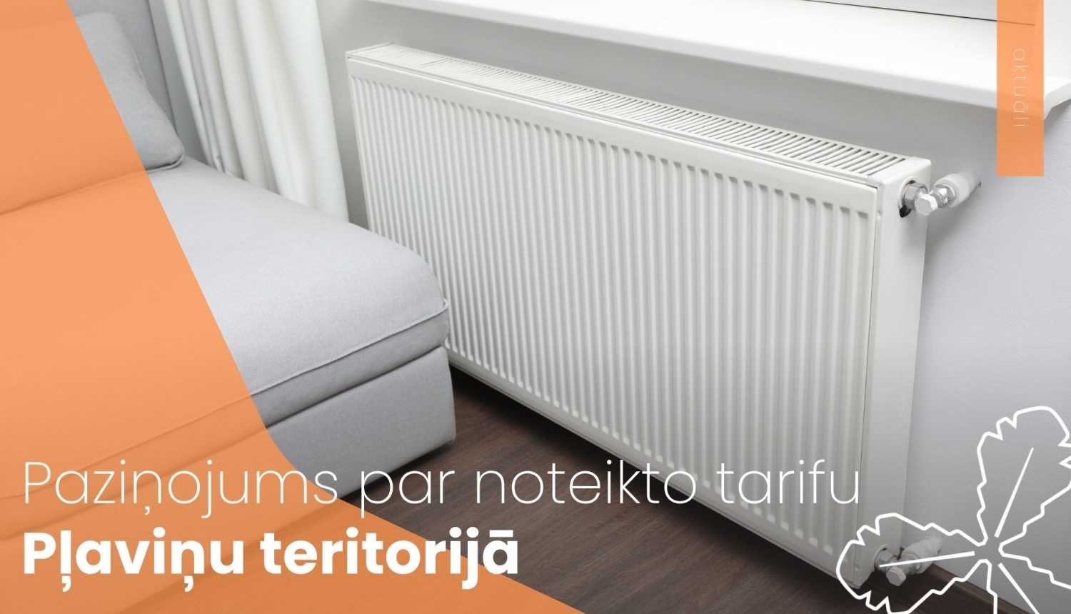 balts dīvāns blakus radiatoram