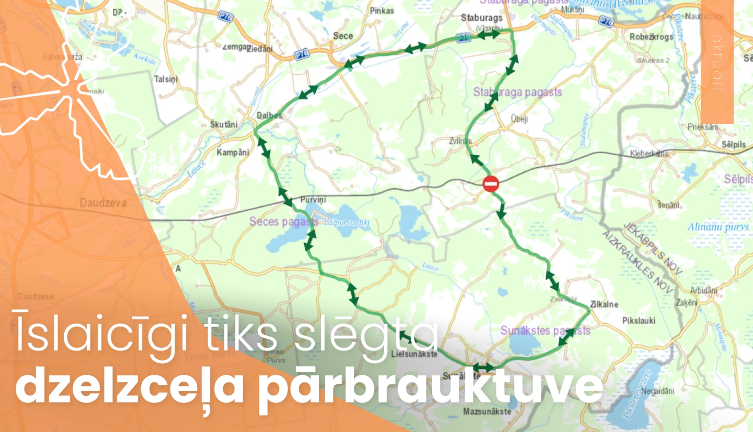 Īslaicīgi tiks slēgta dzelzceļa pārbrauktuve