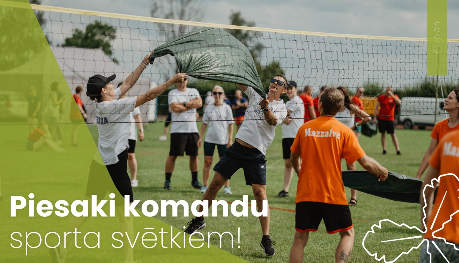 cilvēki piedalās sportiskās aktivitātēs