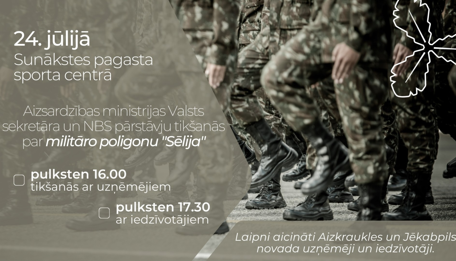 afiša par tikšanos par militāro poligonu