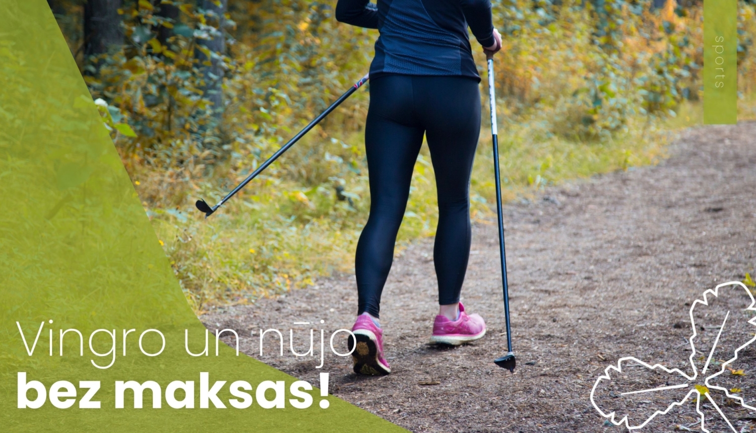 cilvēks mežā nūjo