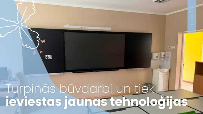 interaktīva tāfele pie sienas