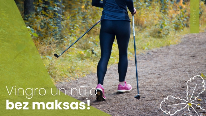 cilvēks mežā nūjo