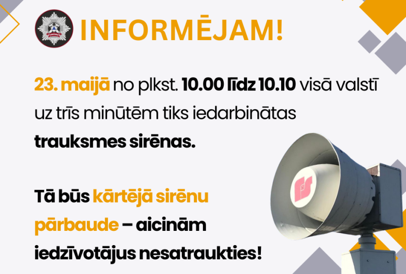 informatīvs baneris par trauksmes sirēnu iedarbināšanu