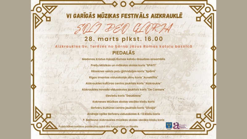 VI Garīgās mūzikas festivāls – SOLI DEO GLORIA