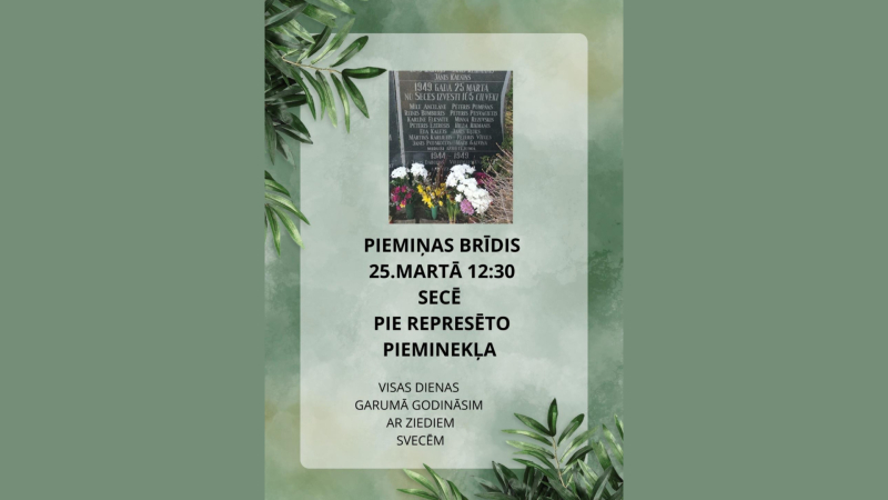 Piemiņas brīdis pie represēto pieminekļa Secē
