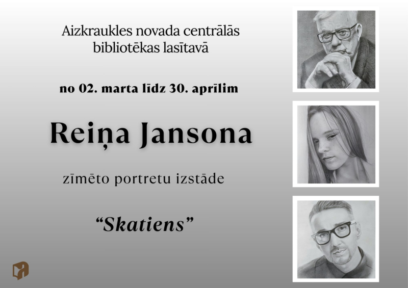 Reiņa Jansona zīmēto portretu izstāde “Skatiens”