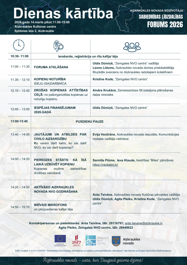 Aizkraukles novada iedzīvotāju SABIEDRĪBAS LĪDZDALĪBAS FORUMS 2026