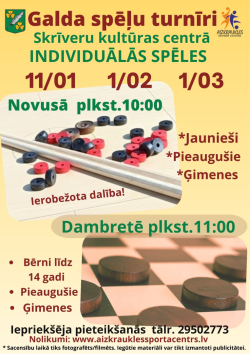 galda spēļu turnīra afiša