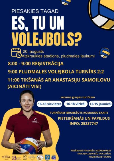 Volejbola pasākuma afiša