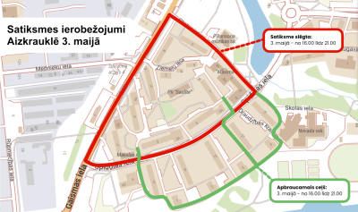 karte ar satiksmes ierobežojumiem