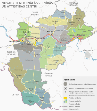 Novada teritoriālās vienības un attīstības centri