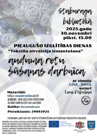 Auduma rotu šūšanas darbnīca ar mākslinieci Lieni Dāboliņu