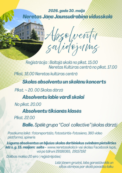 Absolventu salidojums Neretas Jāņa Jaunsudrabiņa vidusskolā  