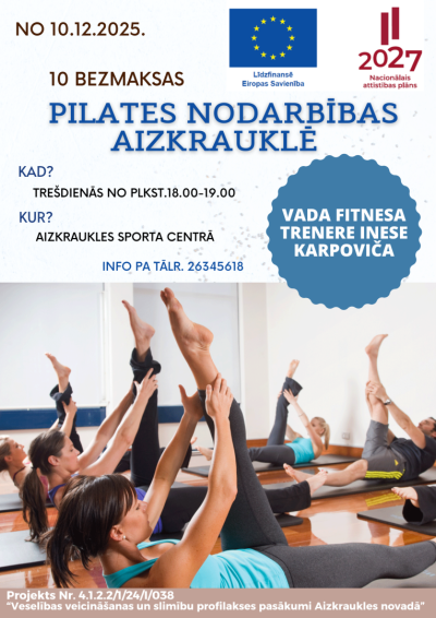 pilates nodarbības afiša