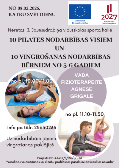 Pilates un vingrošanas nodarbības
