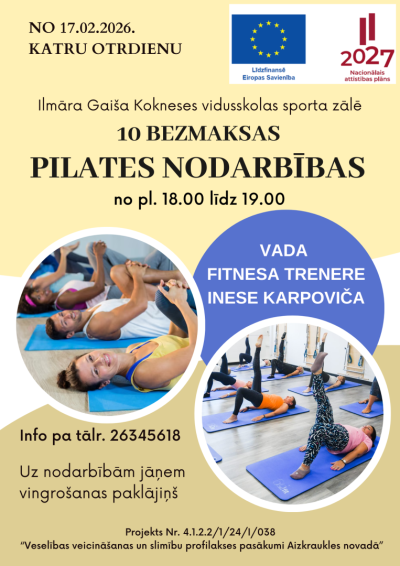 pilates nodarbības afiša