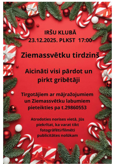 Ziemassvētku tirdziņš Iršos